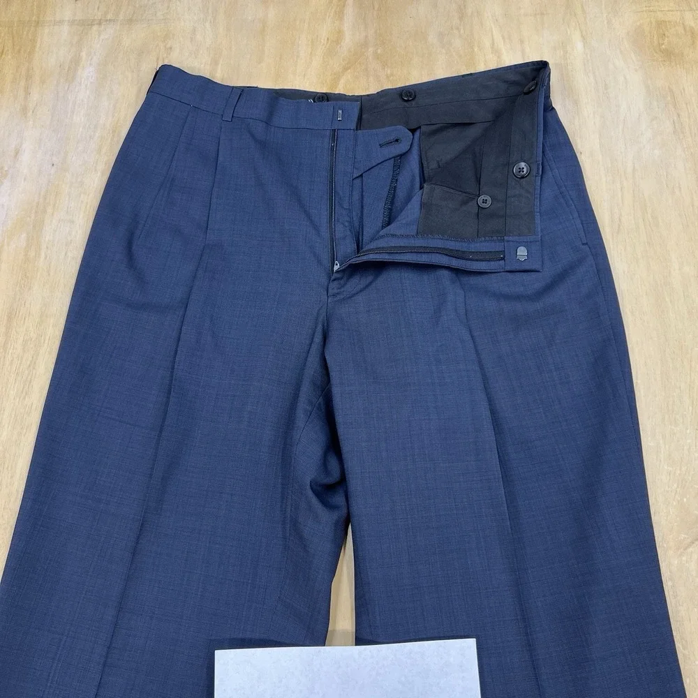 Vintage Brooks Brothers Suit‎ Mens 43R Wool Cuffed Pleated Pants 34x29 Navy